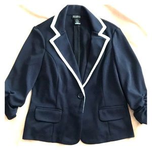 Navy Blazer with White Accent